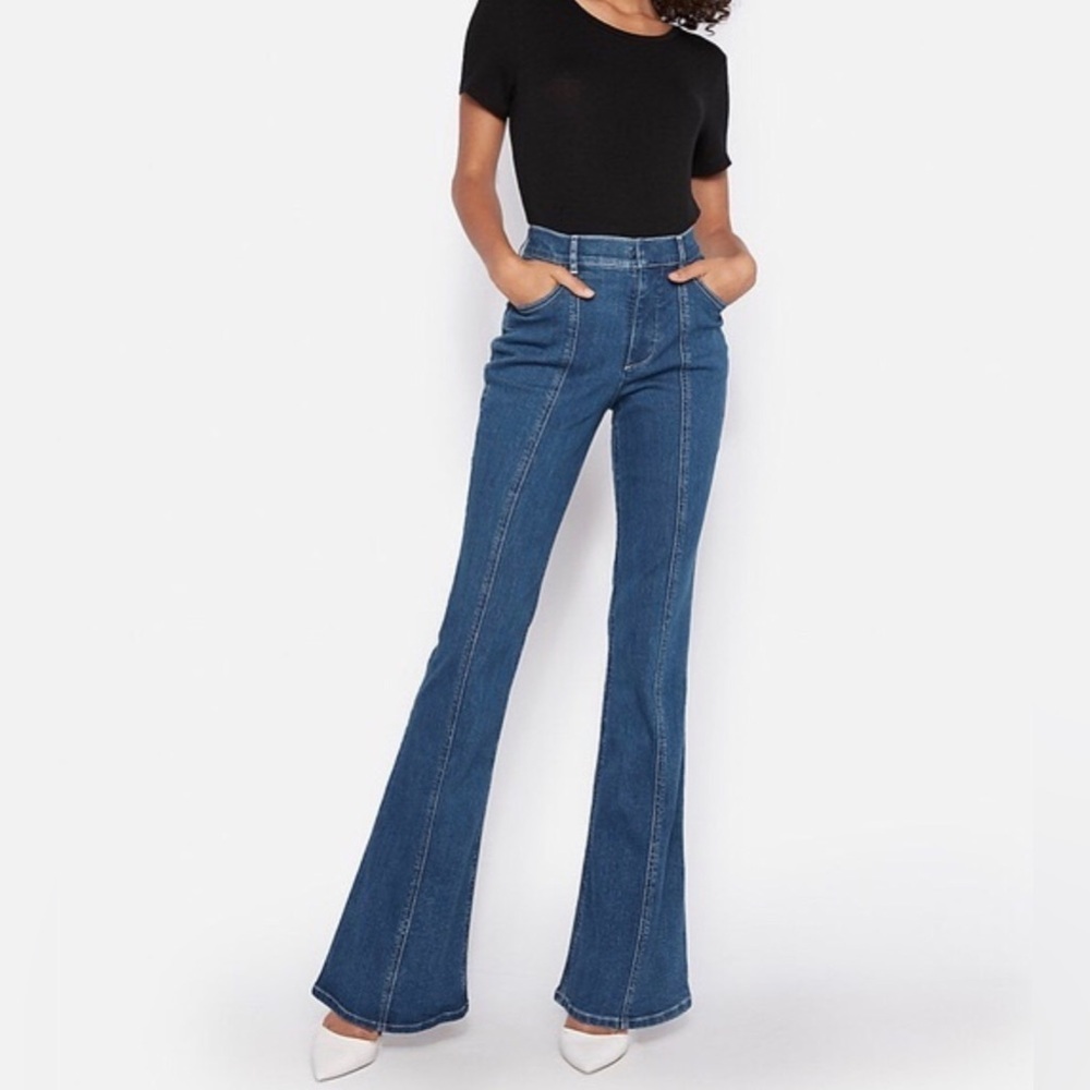 Express High Waist Blue Bell Flare Jeans